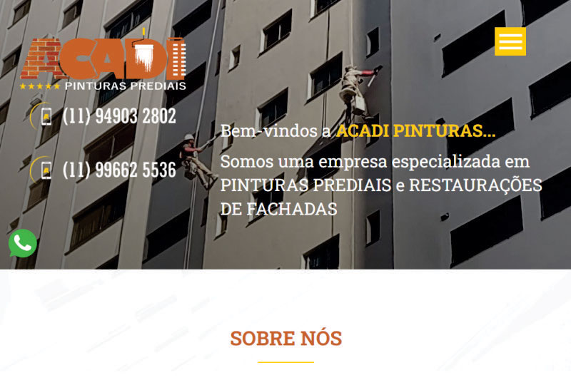 amostra do site Acadi Pinturas Prediais