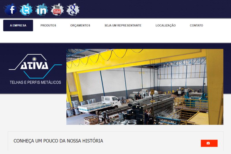amostra do site Ativa Telhas