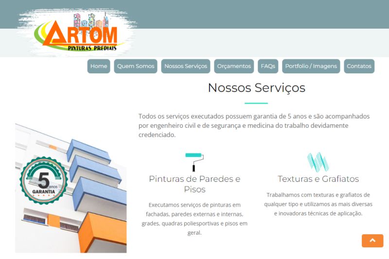 amostra do site Artom Pinturas Prediais